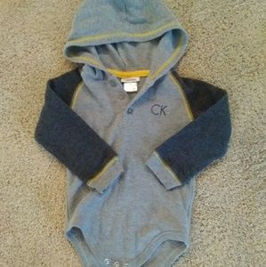 Calvin Klein hooded long sleeve onesie EUC